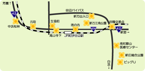 花のロードの地図